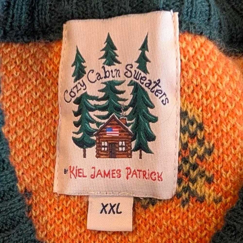 Kiel James Patrick Maple Leaf Fall Sweater Forest Green XXL - Picture 7 of 8